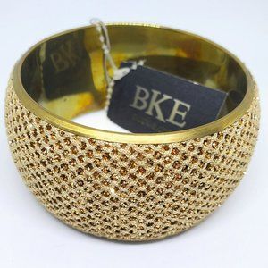 Buckle BKE Gold Glitter Cloth and Brass Wide Bangle Bracelet New Old Stock
